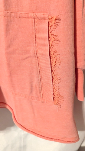 Sudadera túnica suave envolvente salmón/coral encaje cuello en V bolsillos talla 1X Plus - Imagen 4 de 9
