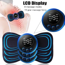 LCD Display EMS Neck Stretcher Electric Massager 8 Mode Cervical Massage Patch P