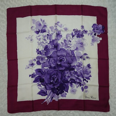 NINA RICCI Flower Silk Scarf Scarves X O73 - Main Image