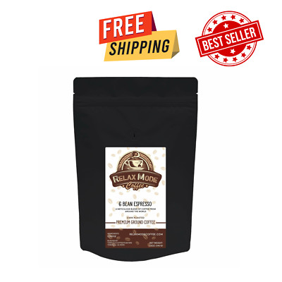 6 BEAN Espresso Dark Roast Whole Bean Premium Ground Coffee By Relax Mode Coffee