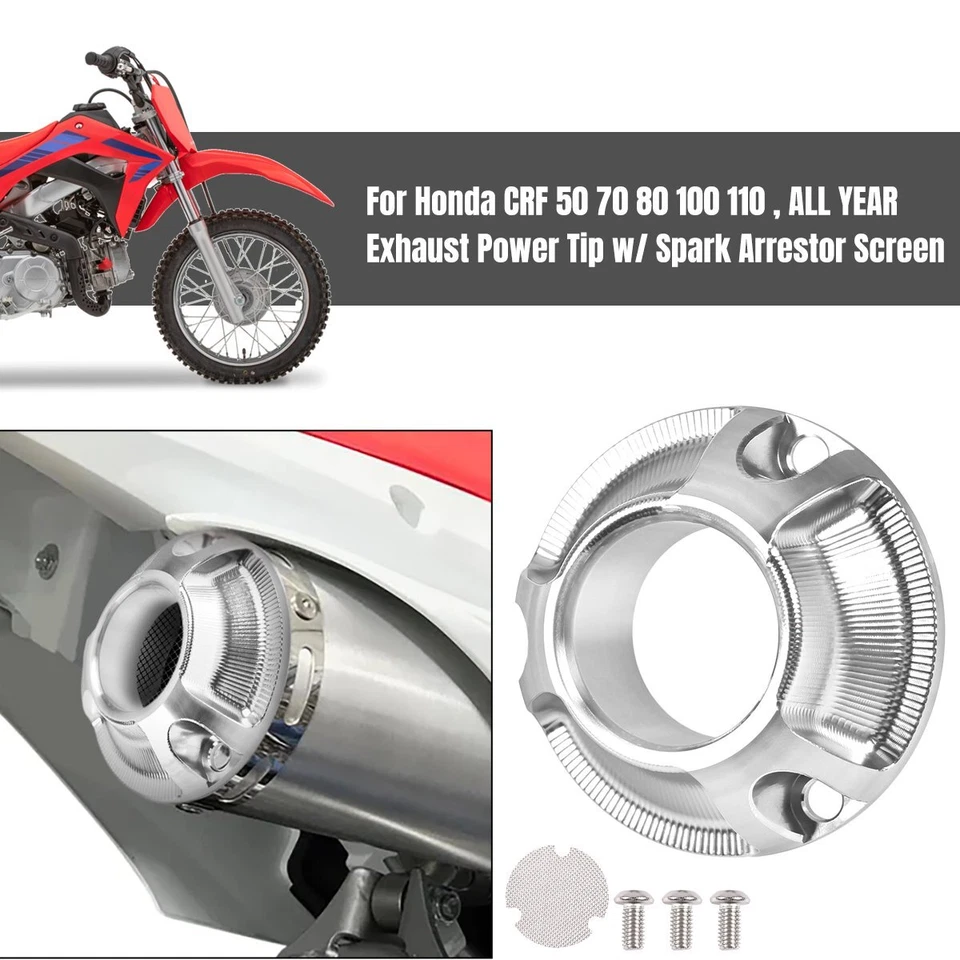 Exhaust Power Tip w/ Spark Arrestor Screen For Honda CRF100F CRF50F XR50R XR80 Foto 2 de 4