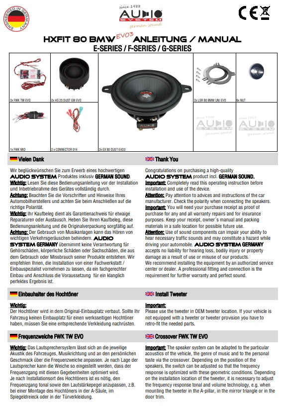 Audio System HXFIT 80 BMW UNI EVO 3 Lautsprecher kompatibel mit BMW E, F, D--- - Bild 4 von 4