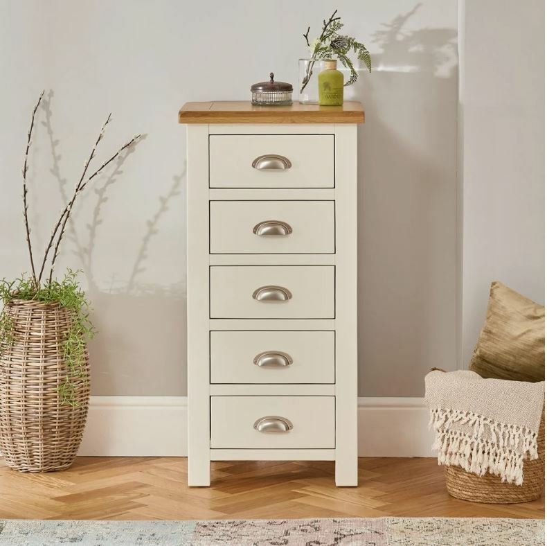 Cotswold Painted Furniture Tallboy Chest Of Drawers 23 Chest of Drawers 5 Drawer Tallboy Cotswold Cream Painted Bedroom Furniture