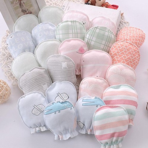 5 Pairs/lot Newborn Baby Mittens Cotton Cartoon Soft Boys Girls Resuable Gloves