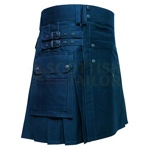 Scottish Handmade Navy Blue Utility Kilt Deluxe Hybrid Kilt & Custom Kilts - Picture 6 of 7