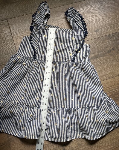 Cat and Jack Mädchen Kleid blau/weiß Streifen glitzernd metallic Sterne/Streifen, 4T - Bild 8 von 8