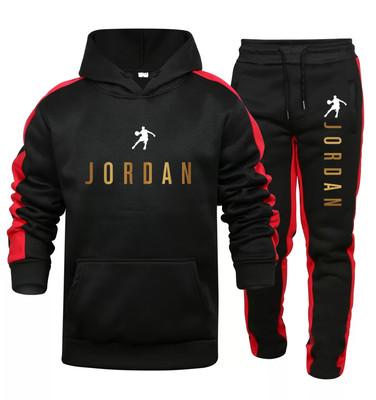 TUTA COMPLETA 2 PEZZI FELPA PANTALONE SPORTIVA FITNESS CON CAPPUCCIO JORDAN  | eBay