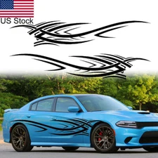 2x Black Sport Fire Flame Totem Sticker Car Side Body Door Fender Vinyl Decals
