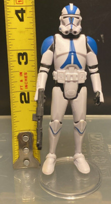 STAR WARS 3.75'' 501ST MISSION LEGION CLONE TROOPER COMPLETE w/STAND CORUSCAN