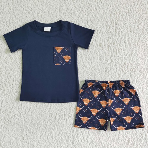 Boutique Western Design Baby Cowboy Cactus Cow Shorts Clothes Set Outfit - Picture 19 of 20