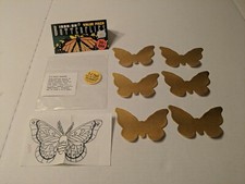 Six Vintage 4-in Iron On Gold Butterflies