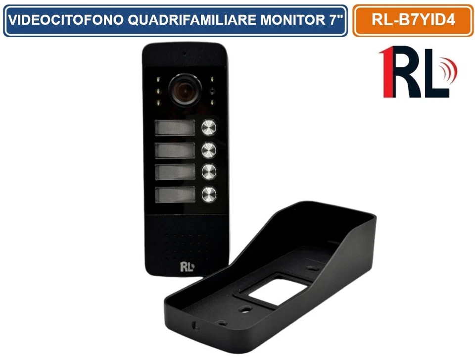 VIDEOCITOFONO QUADRIFAMILIARE 4PULSANTI 4MONITOR A COLORI 7" APERTURA ELETTROSE. - Immagine 3 di 4