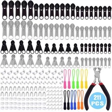 211 Pcs Zipper Repair Kit Zipper Replacement With Zipper Install Plier For Diy B