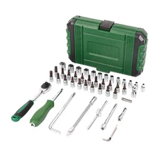 46pcs 1/4" Socket Drive Tool Set Mechanics Tools Kit Drive Sockets Set Metric