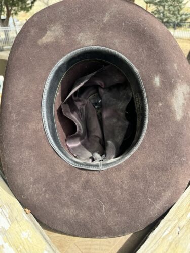 1970s Miller Brothers 5 X Beaver Felt Cowboy Hat Brown W/feathers 7 1/8 - Picture 2 of 7