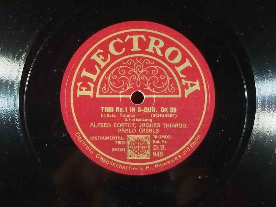 78rpm SCHUBERT TRIO IN B-DUR CORTOT CASALS THIBAUD ELECTROLA 4 Schellackplatten - Bild 3 von 4