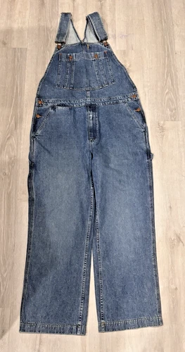 Oshkosh Bib Overalls Adult 34x30 USA Vestback Denim Vintage Carpenter Dungarees