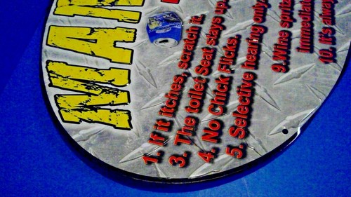 MAN CAVE RULES METAL SIGN GARAGE DIAMONDPLATE ROUND OVAL 2013 OUTDOOR 17" X 12" - Picture 8 of 10