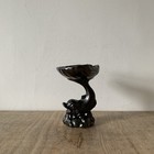 Vintage Black Dartmouth Pedestal Dish Ceramic Fish Shell Mantel Decor Display