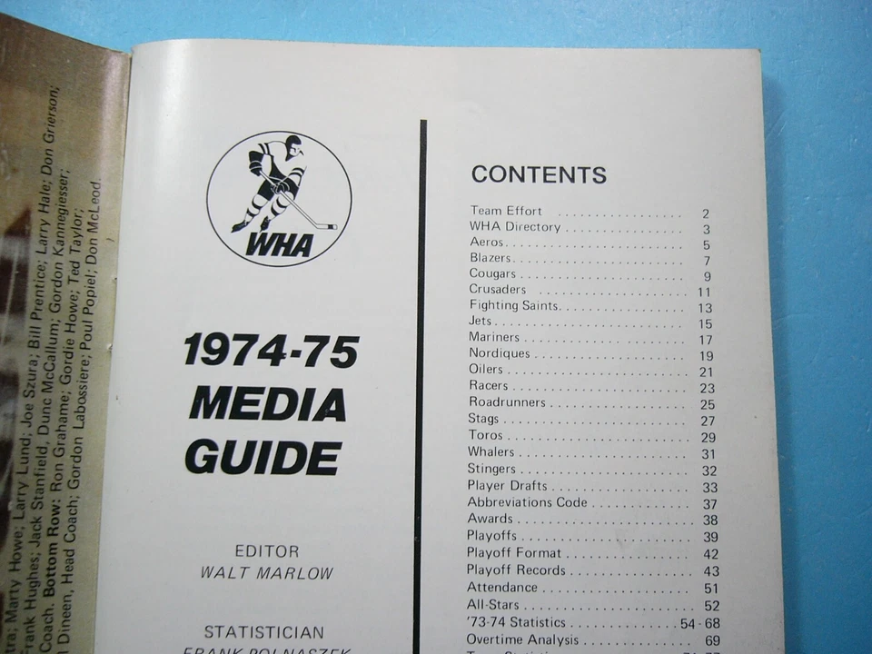 1974/75 WHA HOCKEY MEDIA GUIDE / FACT BOOK / YEARBOOK GORDIE HOWE BOBBY HULL - Image 4 of 4