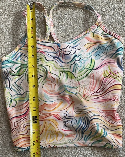 ATHLETA Girl Girls Youth Padded Sport Bra Size Large L/12 Rainbow Swirl EUC - Picture 6 of 7