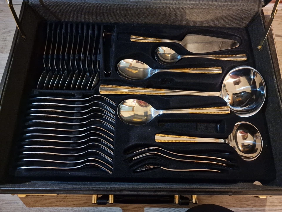 SBS Besteck Solingen 23 24 Karat hartvergoldet 70-teilig - Bild 3 von 4