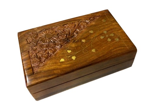 Caja de joyas de madera tallada para boda india almacenamiento pequeño mediano grande Reino Unido - Imagen 20 de 20