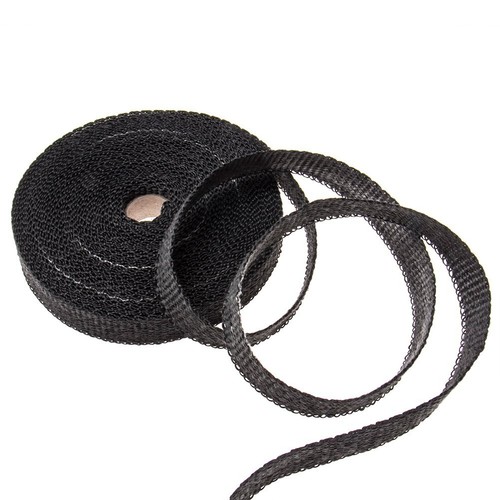 1" 50ft Roll Fiberglass Exhaust Header Pipe Heat Wrap Tape Black w/ 10 Ties Kit - Picture 8 of 10