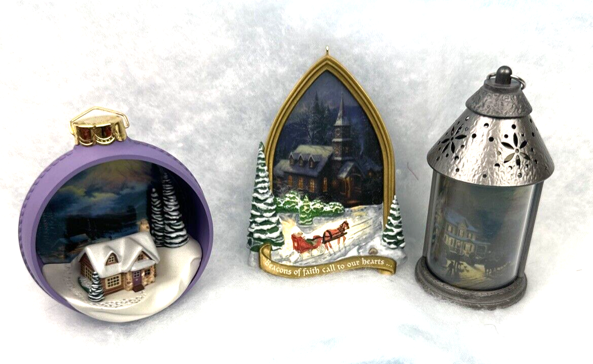 VTG Thomas Kincade Hallmark Keepsake Christmas Ornaments Lot of 3 1997-2003