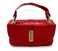 Vintage 1960s Red Air Step Handbag Purse Satchel Snap Closure Party Workwear