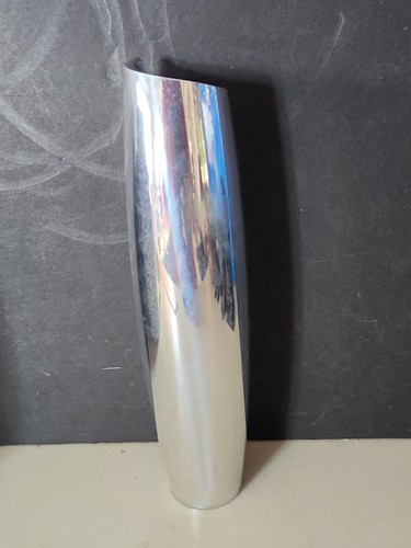 Vaso colonnare a spirale in lega di metallo Nambe 1998 - 9 5/8" - top asimmetrico #6191 vintage - Foto 4 di 7