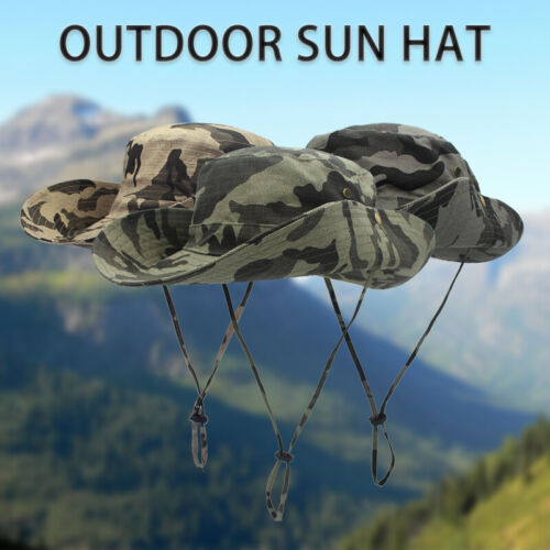 Men's Camouflage Bucket Hat Cotton Bush Hat Travel Sun Cap Fishing Boonie Hat UK - Picture 1 of 19