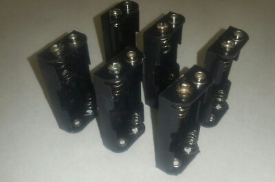 2 AA Battery Holder Case Power Box for 9V Connector Clip LOT of 6 Pre-Owned 