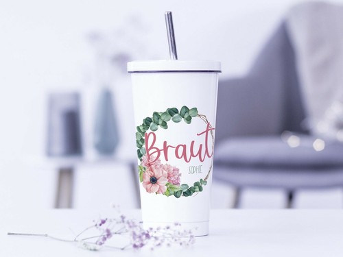 Trinkbecher JGA Braut mit Name, Cocktailbecher To go personalisiert, Hochzeit - Bild 5 von 7