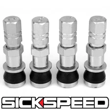 4 PC POLISHED ALUMINUM VALVE STEMS WITH CAPS FOR TIRE/WHEEL/RIM/CAR/TRUCK/SUV A
