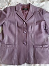 Taifun By Gerry Weber Mauve/lilac Real Leather Blazer Jacket Uk 12