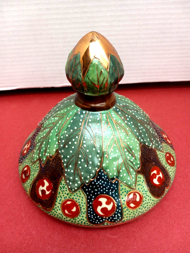 VINTAGE ASIATISCHE SUPPENTERRINE HANDBEMALT GOLD VERGOLDET, ERHABENE PERLEN - Bild 8 von 11