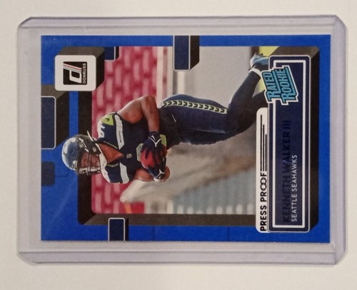 KENNETH WALKER III 2022 DONRUSS RATED ROOKIE BLUE PRESS PROOF #318 SEATTLE - Picture 2 of 4