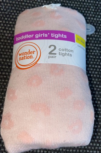 Wonder Nation Toddler Girls Flat Rib Leopard Tights , 2- Pack . Size 18-36M - Picture 2 of 7