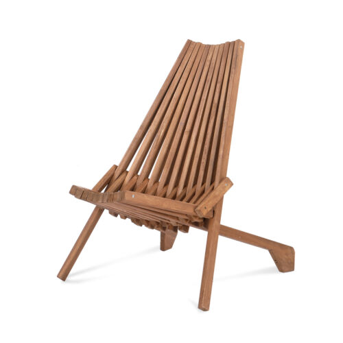 Wood Folding Chair for Outdoor, Low Profile Acacia Wood Lounge Chair PatioGarden - Picture 2 of 23