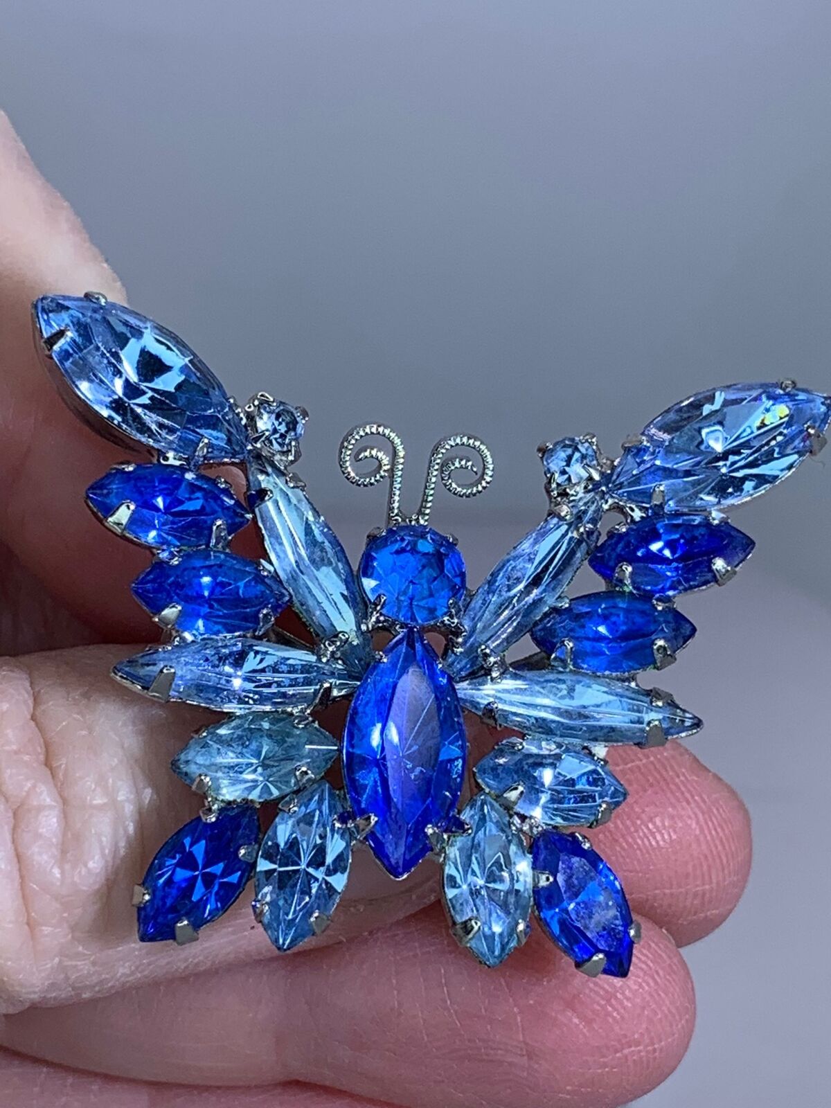 Butterfly Blue Rhinestones JULIANA Vintage Silver… - image 1