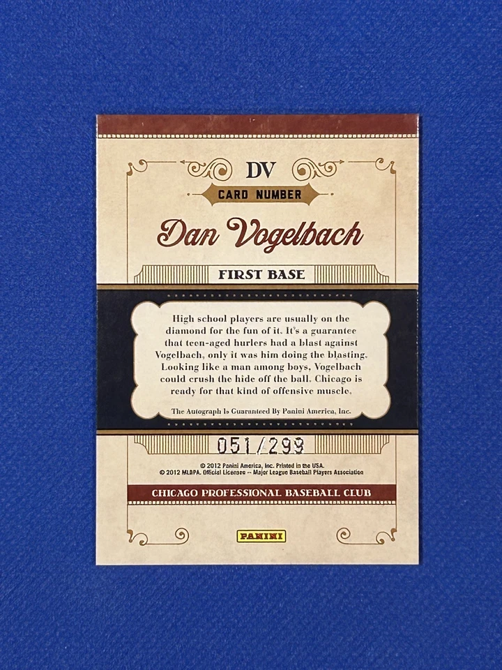 2011 Playoff Prime Cuts Prospect Autograph DAN DANIEL VOGELBACH Auto /299 #dv - Image 2 of 3