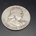 1957-D Ben Franklin Half Dollar 90% Silver Coin