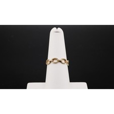 14K Yellow Gold Diamond Chain-Link Ring
