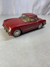 Vintage 1953 Red Tin Corvette Friction Car California Plate 10  NEEDS RESTORED