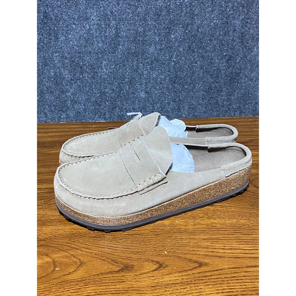 Zuecos Birkenstock Naples de gamuza de cuero topo para hombre EE. UU. 10 UE 43 ajuste regular Foto 3 de 4