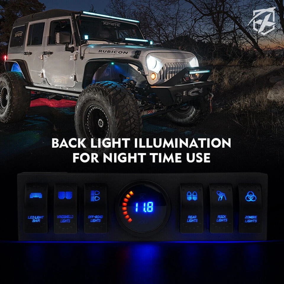 Panel de interruptor basculante de 6 velocidades Control de luces de roca para Jeep Wrangler JK JKU 09-18 Foto 4 de 4