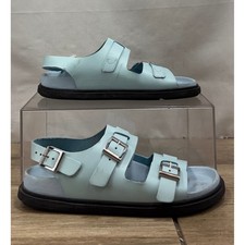 Birkenstock Arizona Big Buckle Light Blue Leather Sandals Women Size 39 US 8