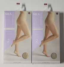 Silk Impressions Pantyhose 4 Pack Small Beige 20 Denier Shimmer Sheer