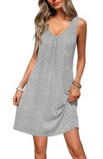Nightgowns for Women Bamboo Viscose Night Gown Sleeveless Large Light Grey